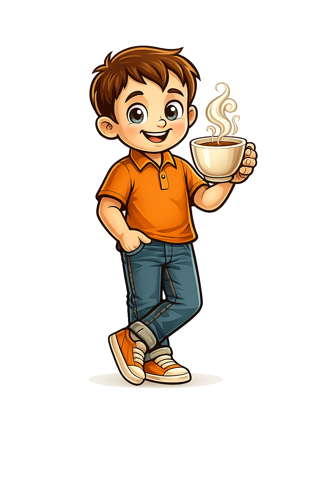 Chotu Chaiwala mascot holding a steaming glass of chai